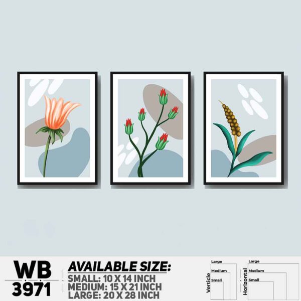 DDecorator Flower Desing Abstract Art (Set of 3) Wall Decoration And Home Decoration PVC Wall Board And Wall Canvas - WB3971