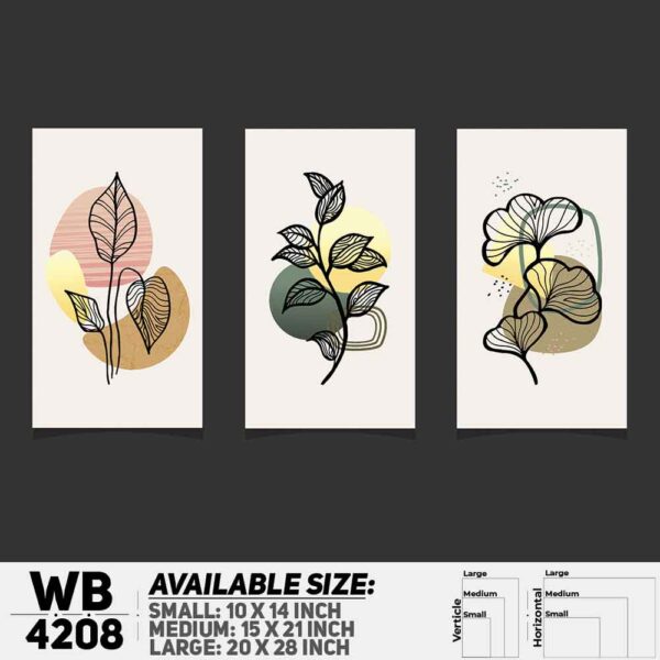 DDecorator Flower & Leaf Line Art (Set of 3) Wall Decoration And Home Decoration PVC Wall Board And Wall Canvas - WB4208