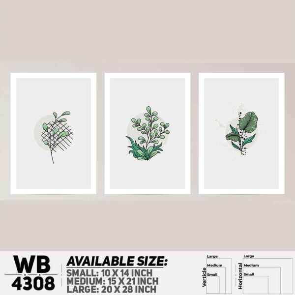 DDecorator Flower & Leaf Abstract Art (Set of 3) Wall Decoration And Home Decoration PVC Wall Board And Wall Canvas - WB4308