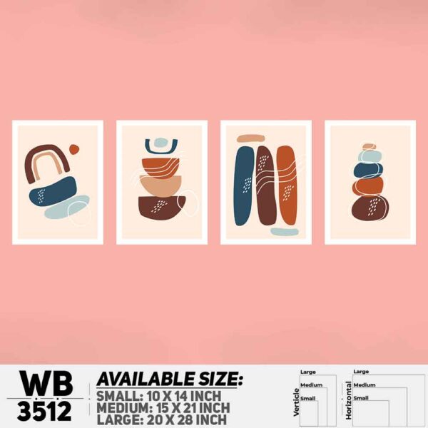 DDecorator Abstract ArtWork (Set of 4) Wall Decoration And Home Decoration PVC Wall Board And Wall Canvas - WB3512