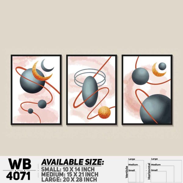 DDecorator Abstract Art (Set of 3) Wall Decoration And Home Decoration PVC Wall Board And Wall Canvas - WB4071