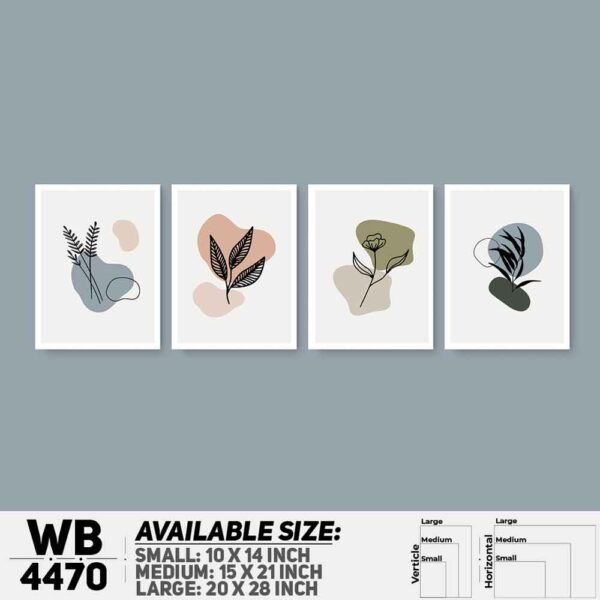 DDecorator Leaf With Abstract Art (Set of 4) Wall Decoration And Home Decoration PVC Wall Board And Wall Canvas - WB4470