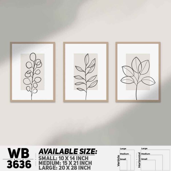 DDecorator Flower And Leaf ArtWork (Set of 3) Wall Decoration And Home Decoration PVC Wall Board And Wall Canvas - WB3636