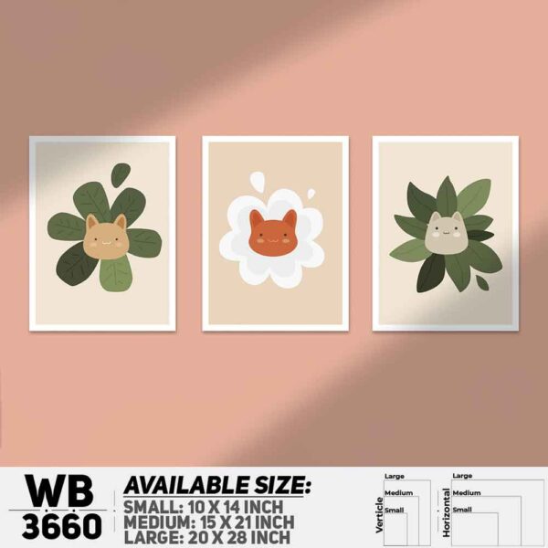 DDecorator Funny Flower & Leaf ArtWork (Set of 3) Wall Decoration And Home Decoration PVC Wall Board And Wall Canvas - WB3660