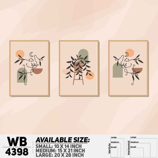 DDecorator Line Art Flowe & Leaf (Set of 3) Wall Decoration And Home Decoration PVC Wall Board And Wall Canvas - WB4398