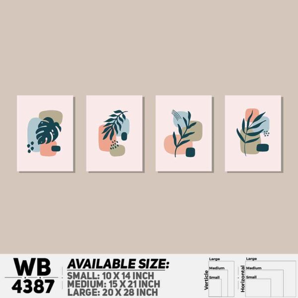 DDecorator Leaf With Abstract Art (Set of 4) Wall Decoration And Home Decoration PVC Wall Board And Wall Canvas - WB4387