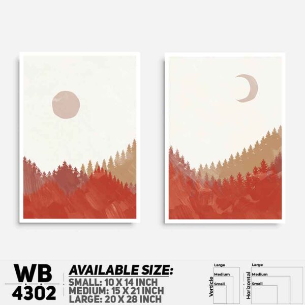 DDecorator Landscape & Horizon Design (Set of 2) Wall Decoration And Home Decoration PVC Wall Board And Wall Canvas - WB4302