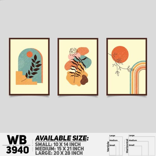 DDecorator Flower And Leaf ArtWork (Set of 3) Wall Decoration And Home Decoration PVC Wall Board And Wall Canvas - WB3940