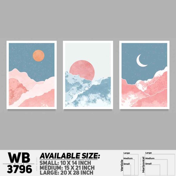 DDecorator Landscape Horizon Art (Set of 3) Wall Decoration And Home Decoration PVC Wall Board And Wall Canvas - WB3796