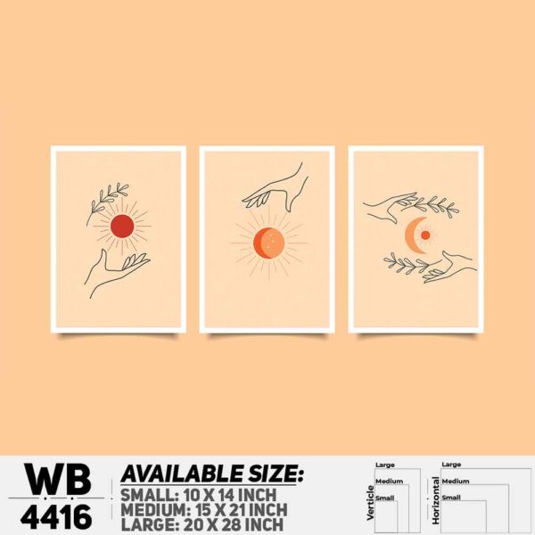 DDecorator Line Art Horizon & Leaf (Set of 3) Wall Decoration And Home Decoration PVC Wall Board And Wall Canvas - WB4416