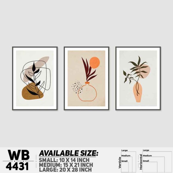 DDecorator Flower & Leaf With Vase (Set of 3) Wall Decoration And Home Decoration PVC Wall Board And Wall Canvas - WB4431