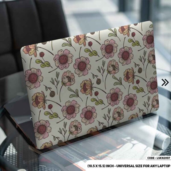 Flower Pattern Floral Design Matte Finished Removable Waterproof Laptop Sticker & Laptop Skin (Including FREE Accessories) - LSKN2097 - DDecorator