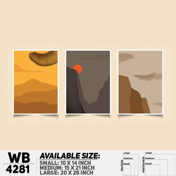 DDecorator Landscape & Horizon Design (Set of 3) Wall Decoration And Home Decoration PVC Wall Board And Wall Canvas - WB4281