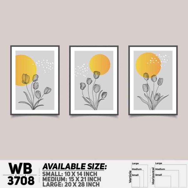 DDecorator Flower And Leaf ArtWork (Set of 3) Wall Decoration And Home Decoration PVC Wall Board And Wall Canvas - WB3708