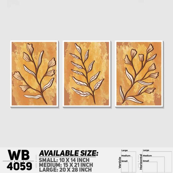 DDecorator Flower & Leaf Abstract Art (Set of 3) Wall Decoration And Home Decoration PVC Wall Board And Wall Canvas - WB4059