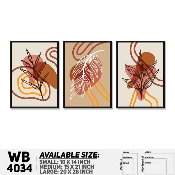 DDecorator Leaf With Abstract Art (Set of 3) Wall Decoration And Home Decoration PVC Wall Board And Wall Canvas - WB4034