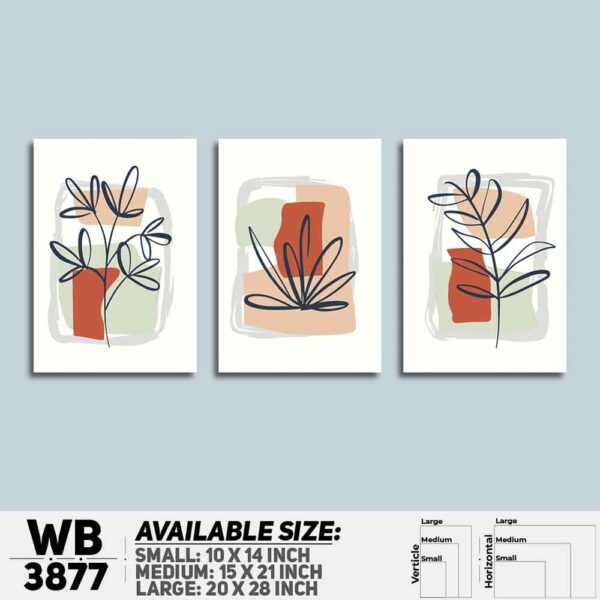 DDecorator Flower And Leaf ArtWork (Set of 3) Wall Decoration And Home Decoration PVC Wall Board And Wall Canvas - WB3877