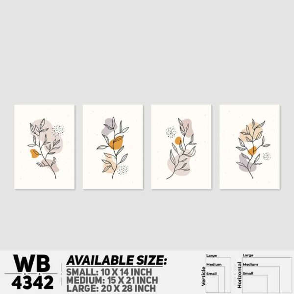 DDecorator Flower & Leaf Abstract Art (Set of 4) Wall Decoration And Home Decoration PVC Wall Board And Wall Canvas - WB4342