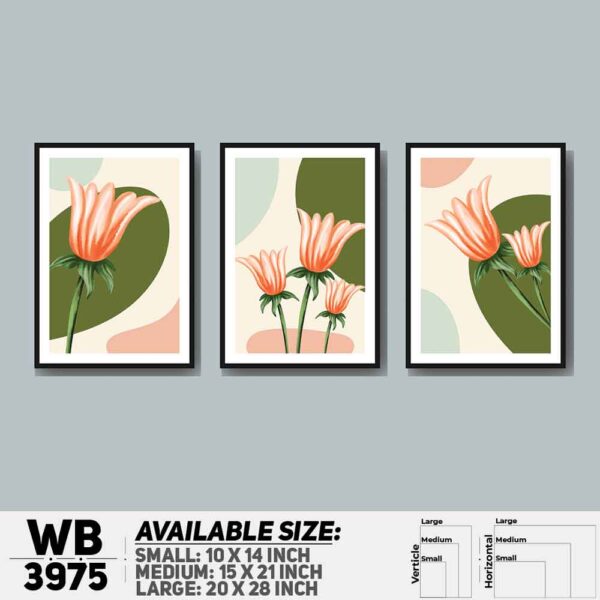 DDecorator Flower Desing Abstract Art (Set of 3) Wall Decoration And Home Decoration PVC Wall Board And Wall Canvas - WB3975