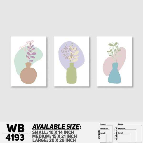 DDecorator Flower & Leaf With Vase (Set of 3) Wall Decoration And Home Decoration PVC Wall Board And Wall Canvas - WB4193
