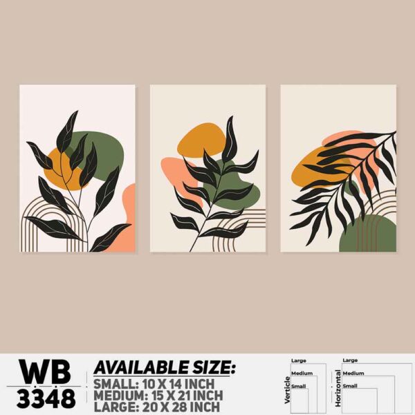 DDecorator Flower And Leaf ArtWork (Set of 3) Wall Decoration And Home Decoration PVC Wall Board And Wall Canvas - WB3348