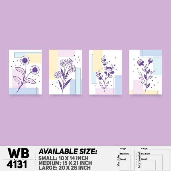 DDecorator Flower & Leaf Abstract Art (Set of 4) Wall Decoration And Home Decoration PVC Wall Board And Wall Canvas - WB4131