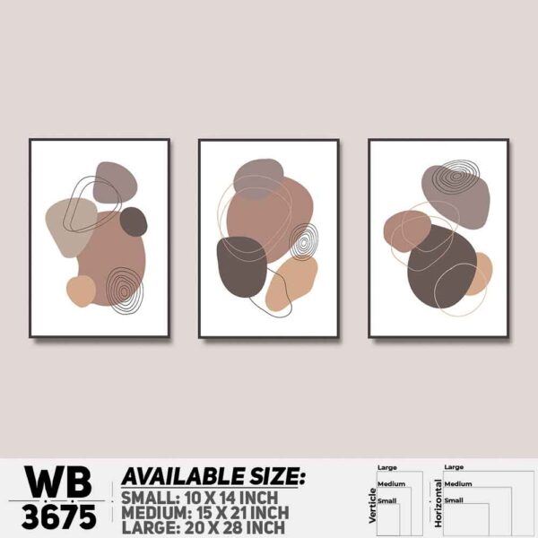 DDecorator Abstract ArtWork (Set of 3) Wall Decoration And Home Decoration PVC Wall Board And Wall Canvas - WB3675