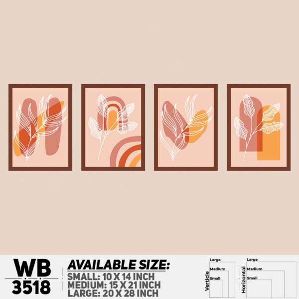 DDecorator Flower And Leaf ArtWork (Set of 4) Wall Decoration And Home Decoration PVC Wall Board And Wall Canvas - WB3518