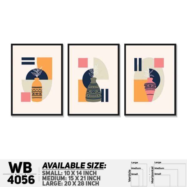 DDecorator Flower & Leaf With Vase (Set of 3) Wall Decoration And Home Decoration PVC Wall Board And Wall Canvas - WB4056