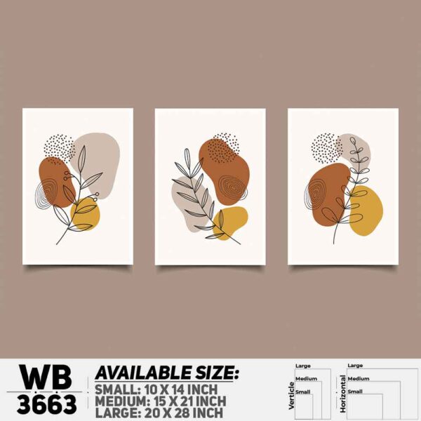 DDecorator Flower And Leaf ArtWork (Set of 3) Wall Decoration And Home Decoration PVC Wall Board And Wall Canvas - WB3663