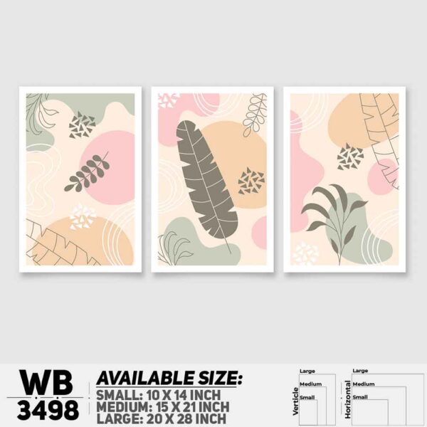 DDecorator Flower And Leaf ArtWork (Set of 3) Wall Decoration And Home Decoration PVC Wall Board And Wall Canvas - WB3498