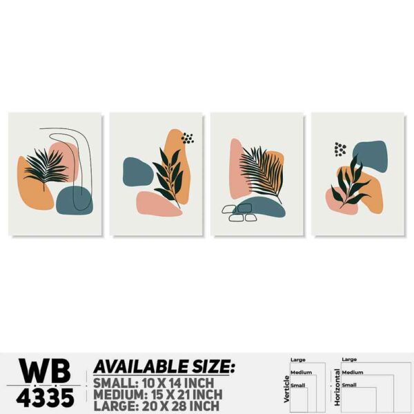 DDecorator Flower & Leaf Abstract Art (Set of 4) Wall Decoration And Home Decoration PVC Wall Board And Wall Canvas - WB4335