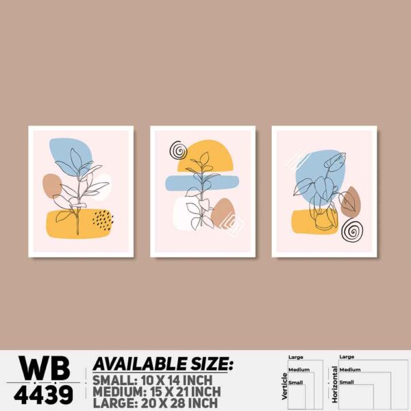 DDecorator Flower & Leaf Abstract Art (Set of 3) Wall Decoration And Home Decoration PVC Wall Board And Wall Canvas - WB4439