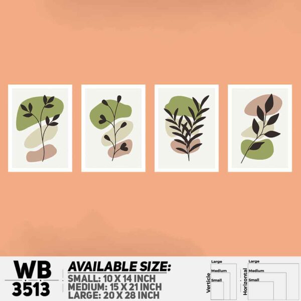 DDecorator Flower And Leaf ArtWork (Set of 4) Wall Decoration And Home Decoration PVC Wall Board And Wall Canvas - WB3513