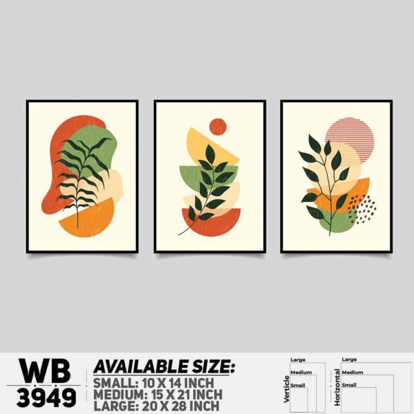DDecorator Flower And Leaf ArtWork (Set of 3) Wall Decoration And Home Decoration PVC Wall Board And Wall Canvas - WB3949