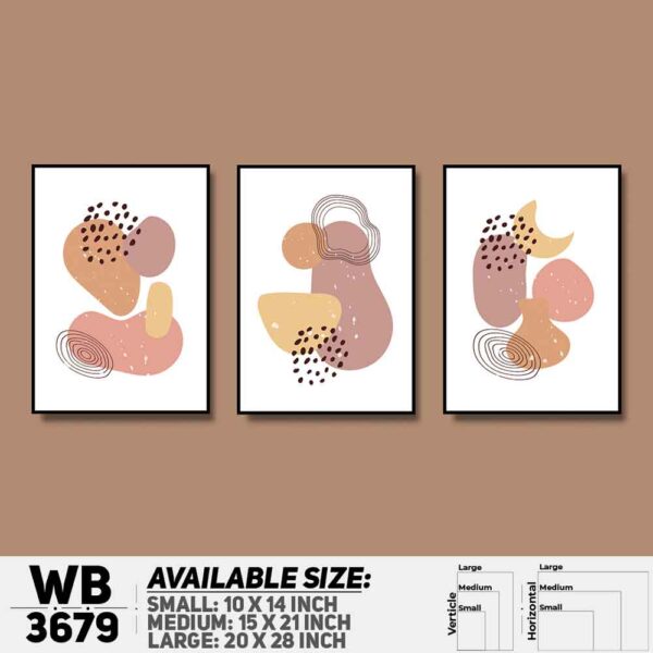 DDecorator Abstract ArtWork (Set of 3) Wall Decoration And Home Decoration PVC Wall Board And Wall Canvas - WB3679