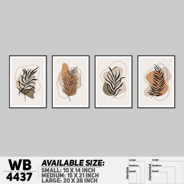 DDecorator Leaf With Abstract Art (Set of 4) Wall Decoration And Home Decoration PVC Wall Board And Wall Canvas - WB4437