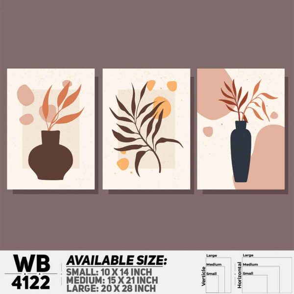 DDecorator Flower & Leaf With Vase (Set of 3) Wall Decoration And Home Decoration PVC Wall Board And Wall Canvas - WB4122