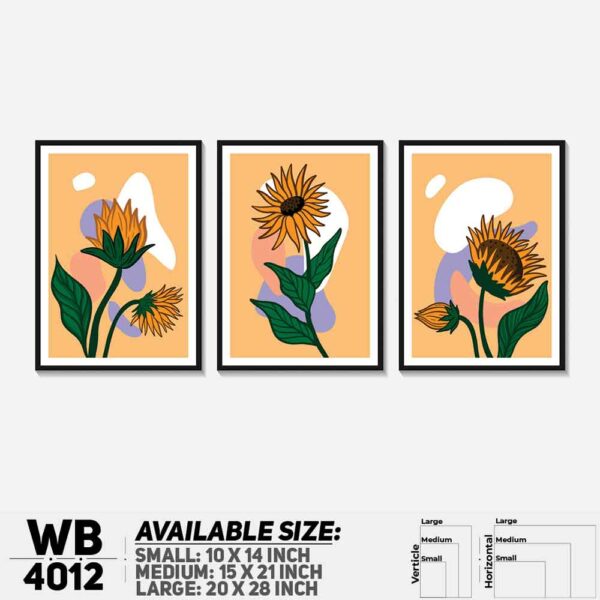 DDecorator Flower & Leaf Abstract Art (Set of 3) Wall Decoration And Home Decoration PVC Wall Board And Wall Canvas - WB4012