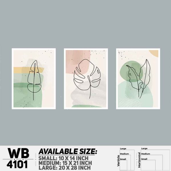 DDecorator Leaf Line Art (Set of 3) Wall Decoration And Home Decoration PVC Wall Board And Wall Canvas - WB4101