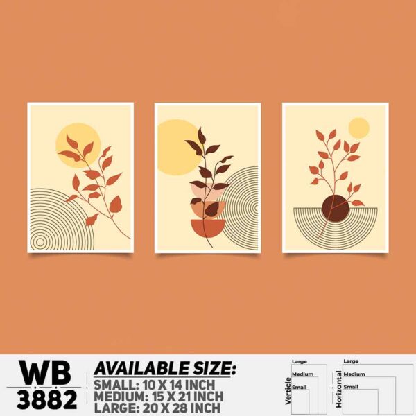 DDecorator Flower And Leaf ArtWork (Set of 3) Wall Decoration And Home Decoration PVC Wall Board And Wall Canvas - WB3882