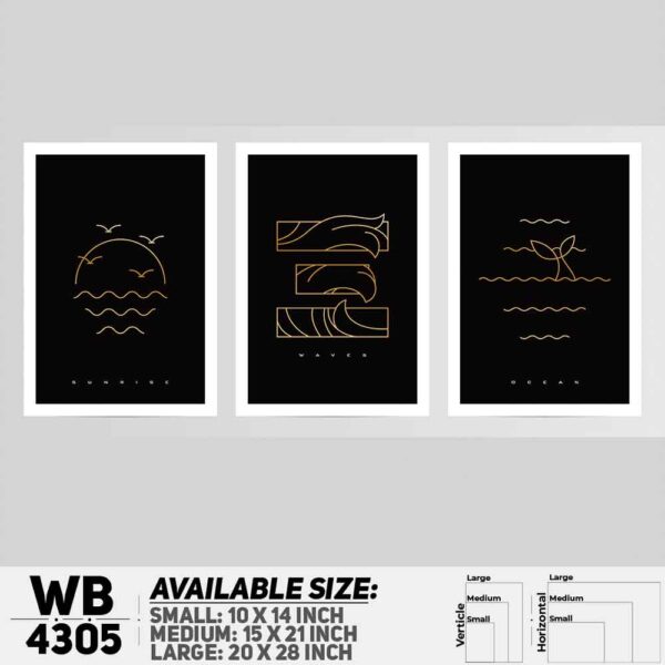 DDecorator Landscape & Horizon Design (Set of 3) Wall Decoration And Home Decoration PVC Wall Board And Wall Canvas - WB4305