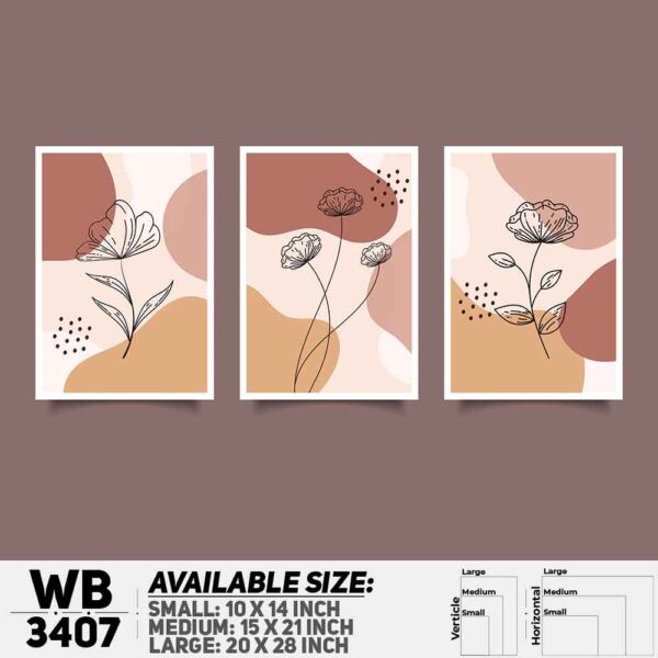 DDecorator Flower And Leaf ArtWork (Set of 3) Wall Decoration And Home Decoration PVC Wall Board And Wall Canvas - WB3407