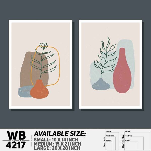 DDecorator Flower & Leaf With Vase (Set of 2) Wall Decoration And Home Decoration PVC Wall Board And Wall Canvas - WB4217