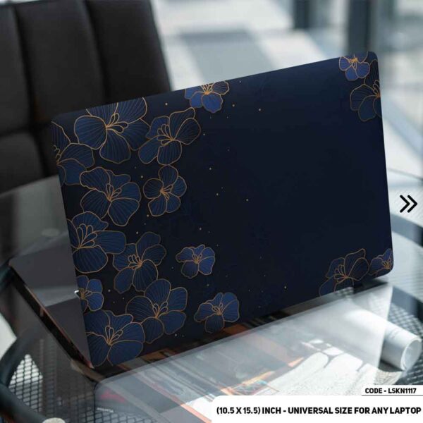 Flower Pattern Floral Design Blue Matte Finished Removable Waterproof Laptop Sticker & Laptop Skin (Including FREE Accessories) - LSKN1117 - DDecorator