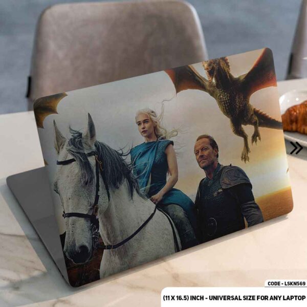 Daenerys Targaryen On Horse GOT Series Matte Finished Removable Waterproof Laptop Sticker & Laptop Skin (Including FREE Accessories) - LSKN569 - DDecorator