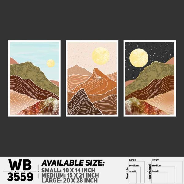 DDecorator Landscape Horizon Art (Set of 3) Wall Decoration And Home Decoration PVC Wall Board And Wall Canvas - WB3559