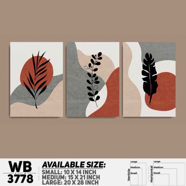 DDecorator Flower And Leaf ArtWork (Set of 3) Wall Decoration And Home Decoration PVC Wall Board And Wall Canvas - WB3778