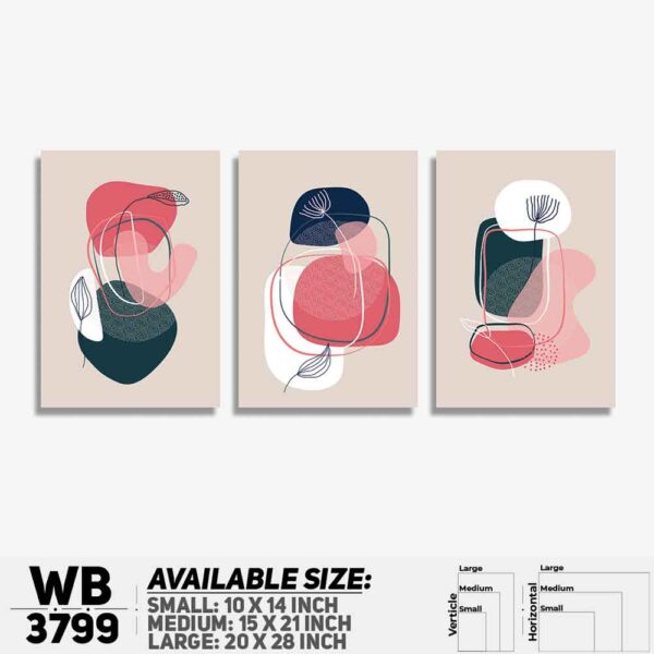 DDecorator Abstract ArtWork (Set of 3) Wall Decoration And Home Decoration PVC Wall Board And Wall Canvas - WB3799