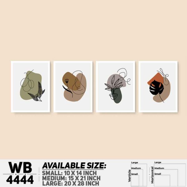 DDecorator Leaf With Abstract Art (Set of 4) Wall Decoration And Home Decoration PVC Wall Board And Wall Canvas - WB4444